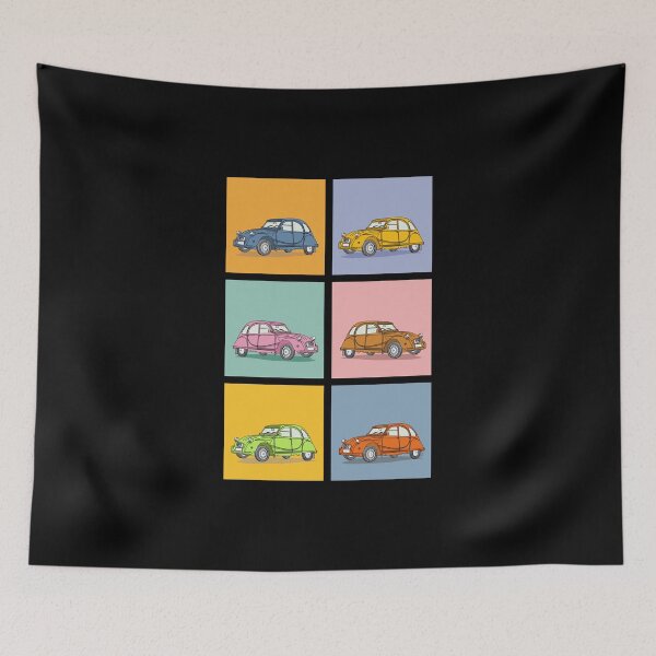 Item preview, Retro 6 x 2CV Döschwo illustration designed and sold by 2CV-Oldtimers.