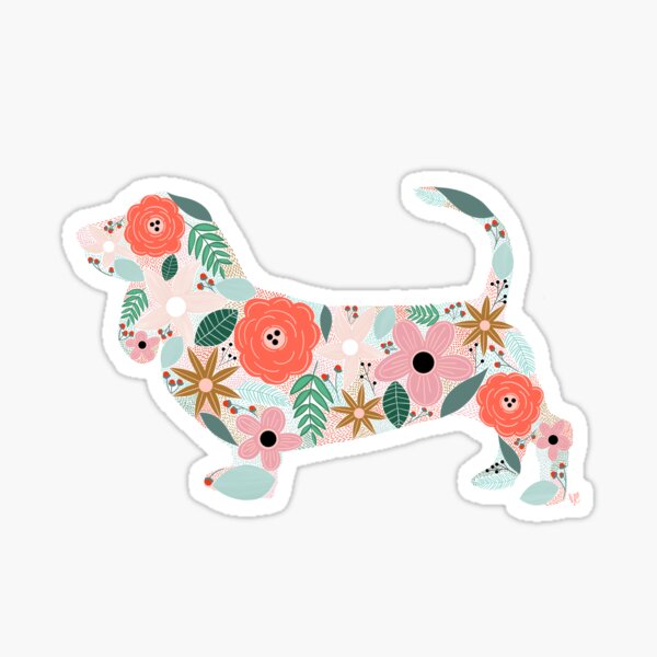 Artikel-Vorschau von Basset Hound Floral Silhouette, designt und verkauft von Nicolestes.