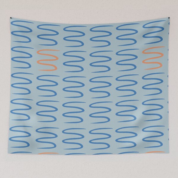 Item preview, Blue, and Orange Funky Scribble Pattern designed and sold by toohot2trot189.