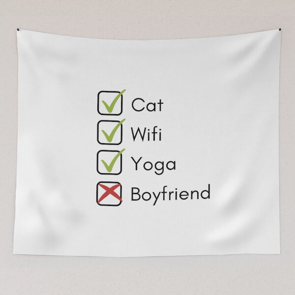 Item preview, Check List: Cat, Wifi, Yoga, Boyfriend  designed and sold by Cosmowear.