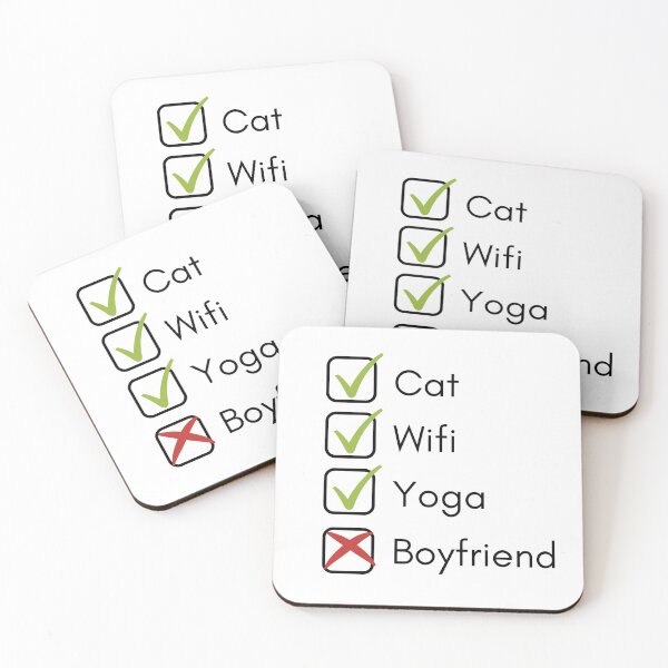 Item preview, Check List: Cat, Wifi, Yoga, Boyfriend  designed and sold by Cosmowear.