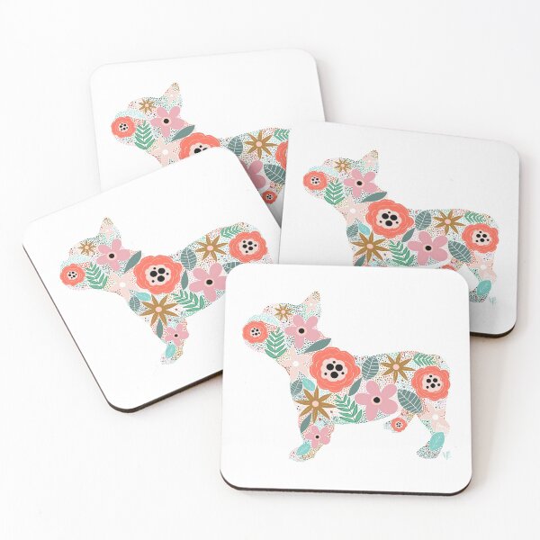 Item preview, French Bulldog Floral Silhouette designed and sold by Nicolestes.