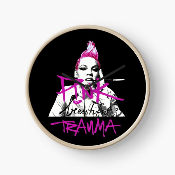 Pink Beautiful Trauma Clock