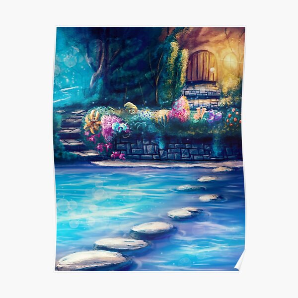 Magical Gnome's Home in Enchanted Fairytale Garden - Artwork for Kids Poster