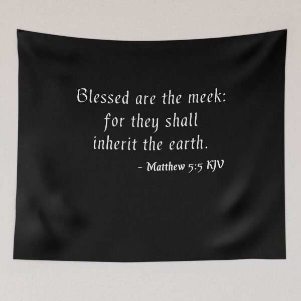 Item preview, Matthew 5:5 KJV Gothic White Print designed and sold by VerShirts.