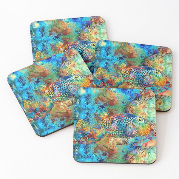 Item preview, Colorful Puffer Fish Art Beachy Tropical Fun by Sharon Cummings designed and sold by Sharon Cummings Art.