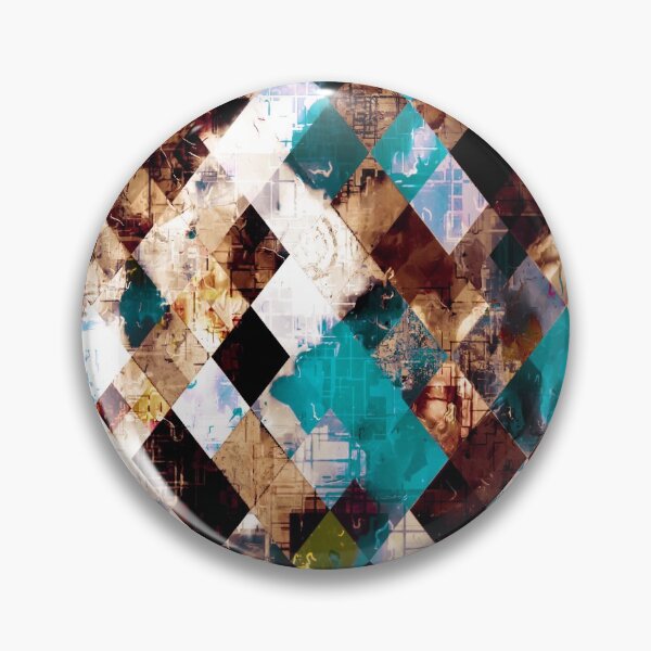 Item preview, geometric pixel square pattern abstract art in brown blue red designed and sold by Mrvell.