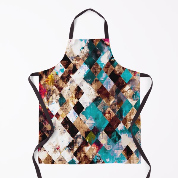 Item preview, geometric pixel square pattern abstract art in brown blue red designed and sold by Mrvell.