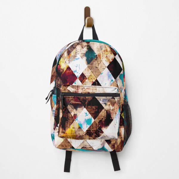 Item preview, geometric pixel square pattern abstract art in brown blue red designed and sold by Mrvell.