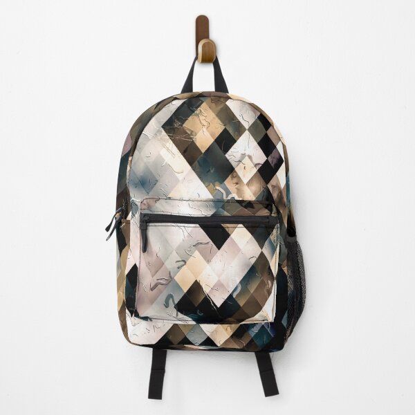 Item preview, geometric pixel square pattern abstract art background in brown blue designed and sold by Mrvell.