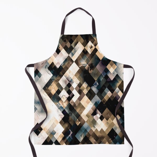 Item preview, geometric pixel square pattern abstract art background in brown blue designed and sold by Mrvell.