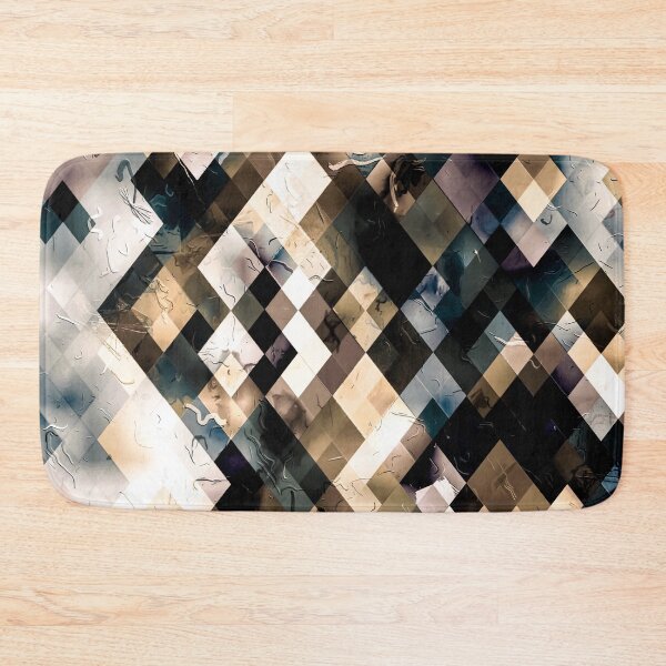 Item preview, geometric pixel square pattern abstract art background in brown blue designed and sold by Mrvell.