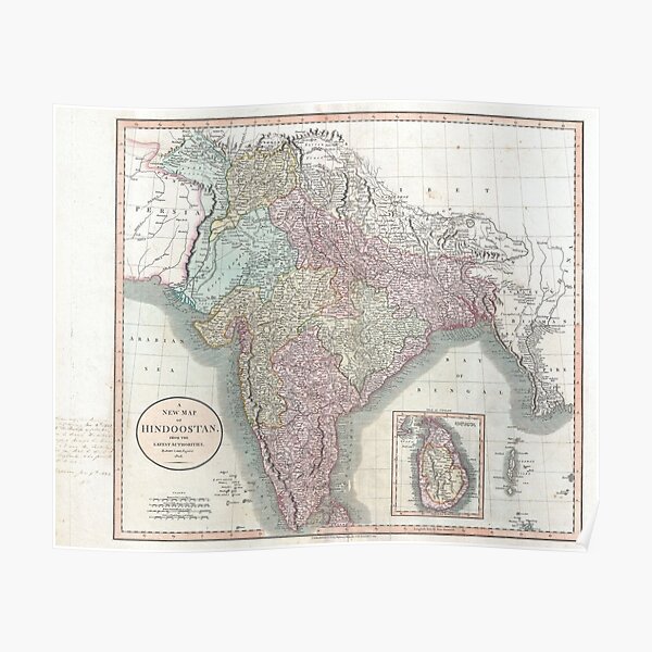Vintage Map of India (1806) Poster
