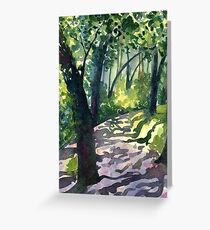 Path into the trees - Descanso Gardens - Original impressionist watercolour landscape by Francesca Whetnall Greeting Card