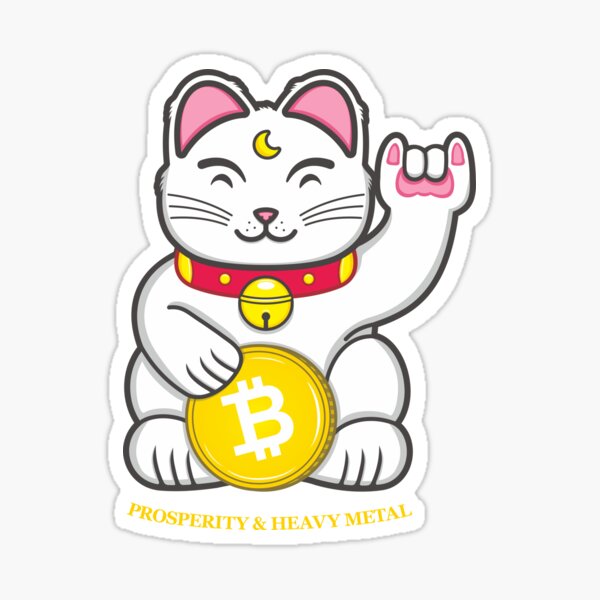 The Lucky Cat of Prosperity and Heavy Metal Sticker