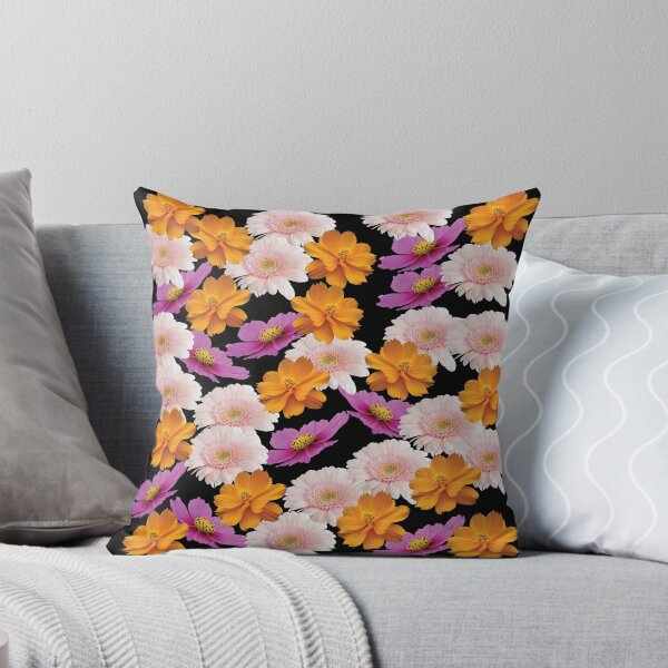 Item preview, Floral Collage - Pink and Orange Chrysanthemum flowers on Black  designed and sold by Yolanda Designs.