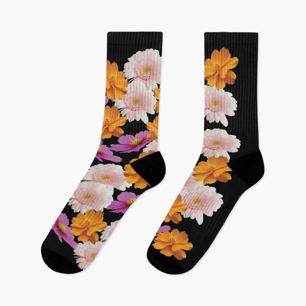 Item preview, Floral Collage - Pink and Orange Chrysanthemum flowers on Black  designed and sold by Yolanda Designs.
