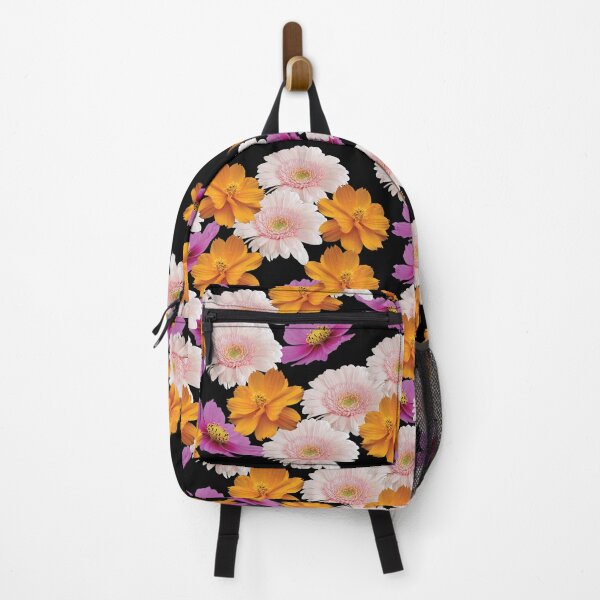 Item preview, Floral Collage - Pink and Orange Chrysanthemum flowers on Black designed and sold by Yolanda Designs.