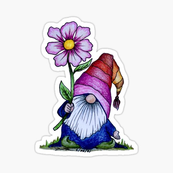Cosmos flower gnome Sticker