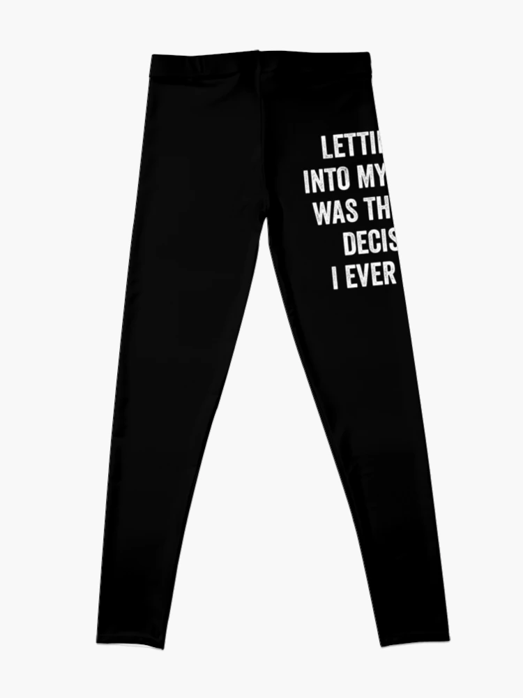 Leggings with shop writing on them