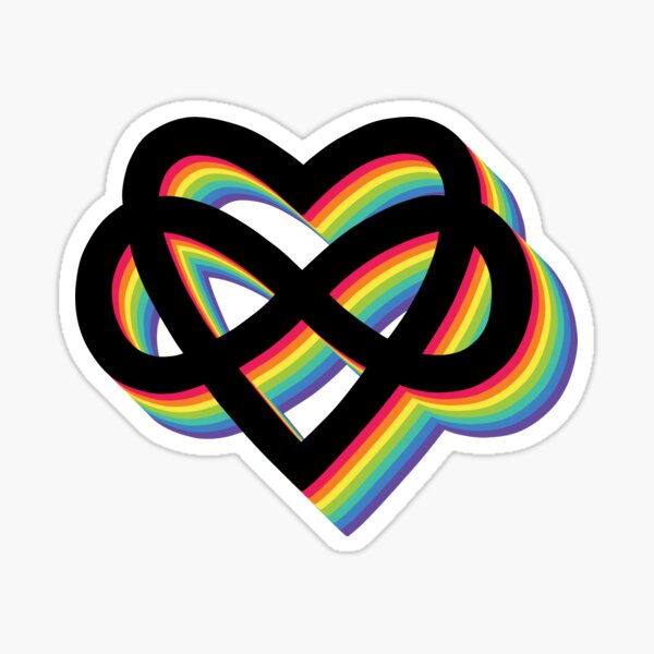 Polyamory Inifinity Heart Rainbow Shadow Sticker