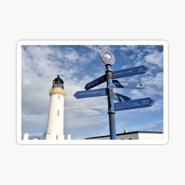 Sign showing the distances - Mull of Galloway Lighthouse Sticker