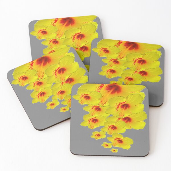 Item preview, YELLOW TROPICAL HIBISCUS FLOWER  GREY ART ABSTRACT designed and sold by sharlesart.