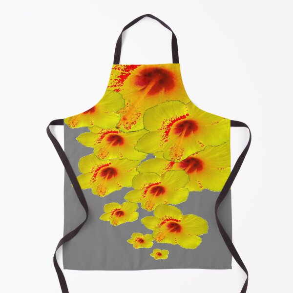 Item preview, YELLOW TROPICAL HIBISCUS FLOWER  GREY ART ABSTRACT designed and sold by sharlesart.
