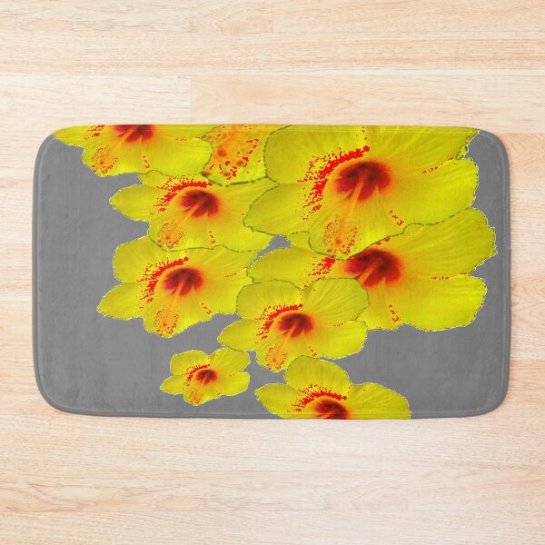 Item preview, YELLOW TROPICAL HIBISCUS FLOWER  GREY ART ABSTRACT designed and sold by sharlesart.