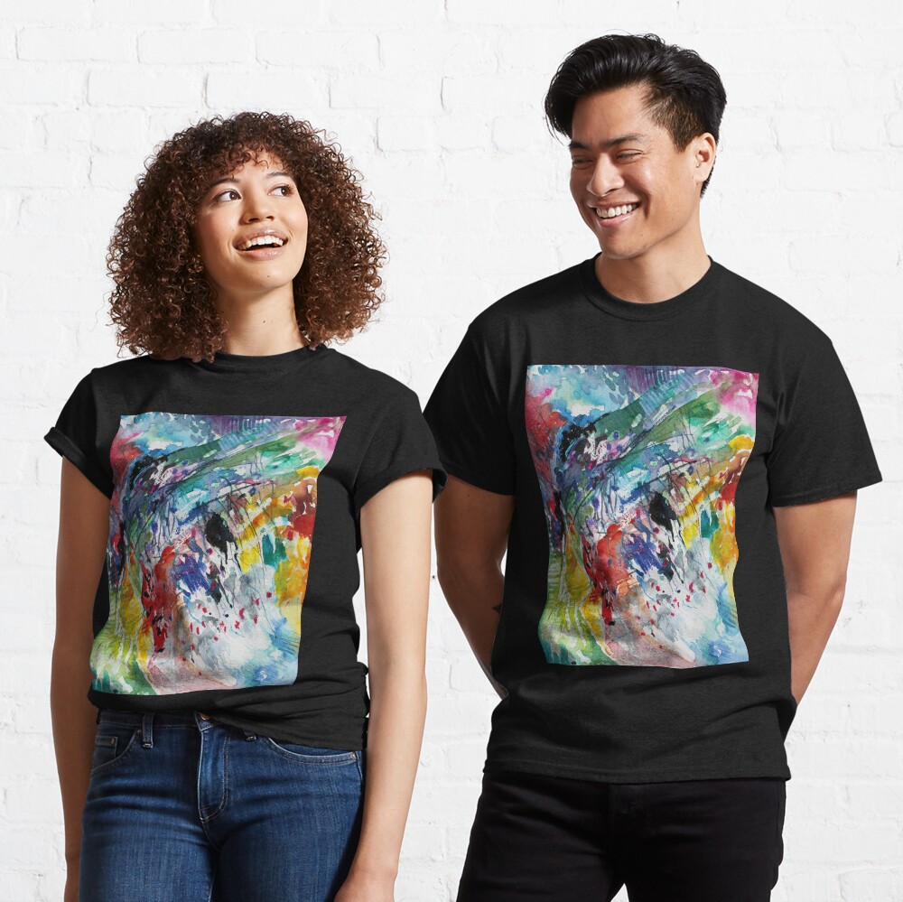 Rainbow landscape - Original abstract watercolour by Francesca Whetnall Classic T-Shirt