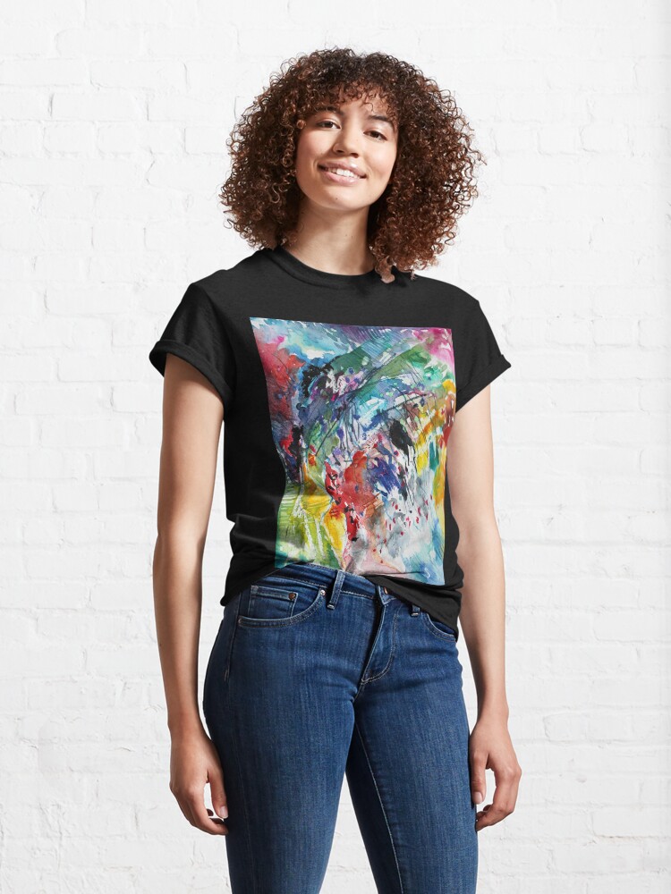 Alternate view of Rainbow landscape - Original abstract watercolour by Francesca Whetnall Classic T-Shirt