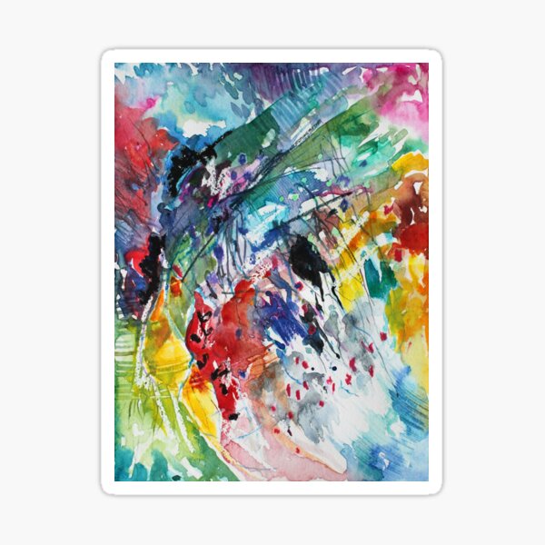 Rainbow landscape - Original abstract watercolour by Francesca Whetnall Sticker