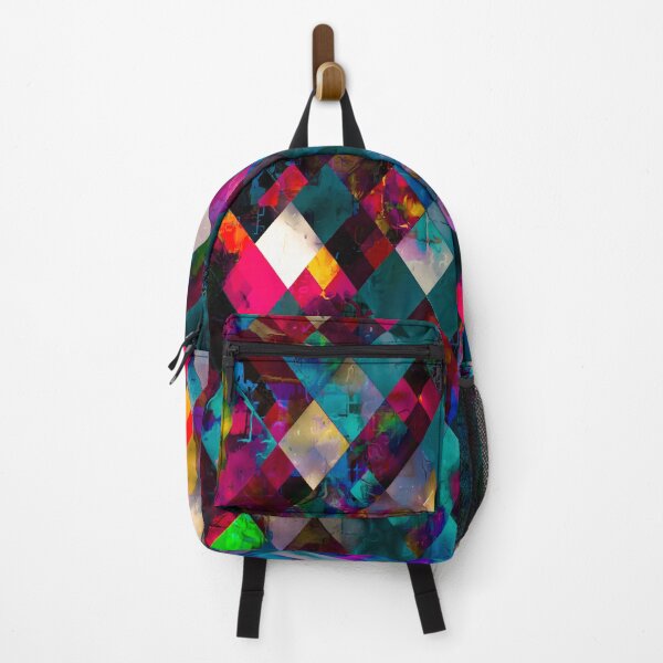 Item preview, geometric pixel square pattern abstract art in blue pink purple designed and sold by Mrvell.