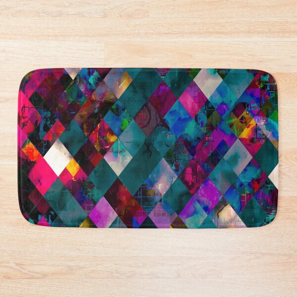 Item preview, geometric pixel square pattern abstract art in blue pink purple designed and sold by Mrvell.