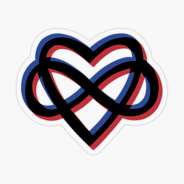 Polyamory Awareness Infinity Heart (black-rainbow)