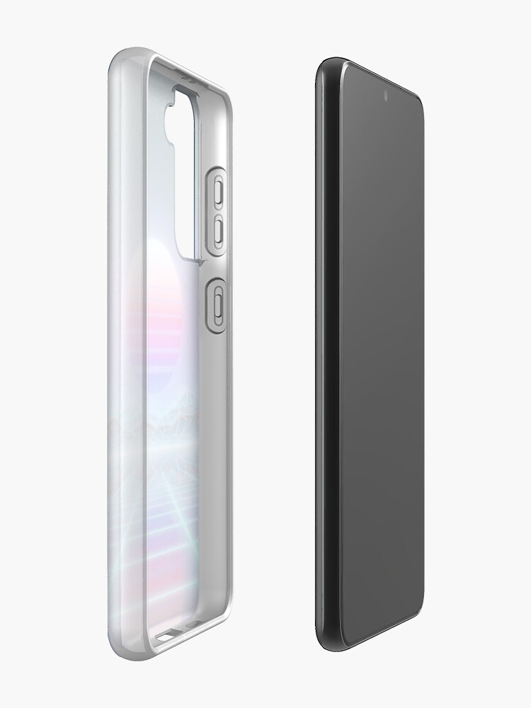 Alternate view of 80’s retro sun in synthwave landscape (Blue/Purple) Samsung Galaxy Phone Case