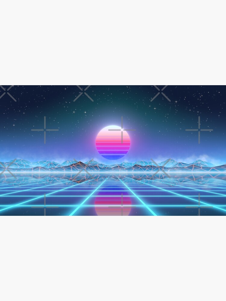 80s retro sun in synthwave landscape (Blue/Purple) by GaiaDC