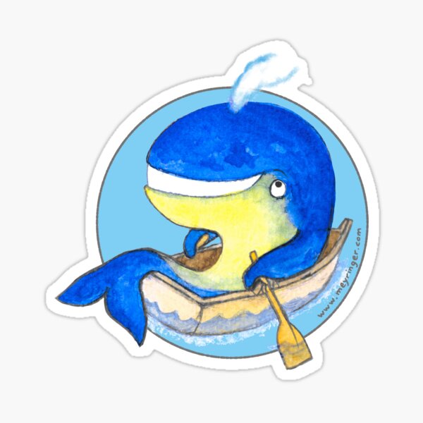 Happy Rowing Whale Sticker