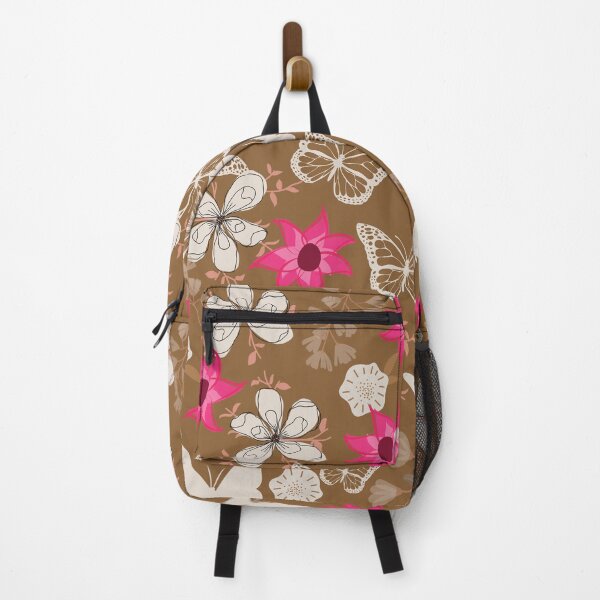Item preview, Beautiful White and Brown Floral Pattern with butterflies - Cute Floral designed and sold by Vero De.
