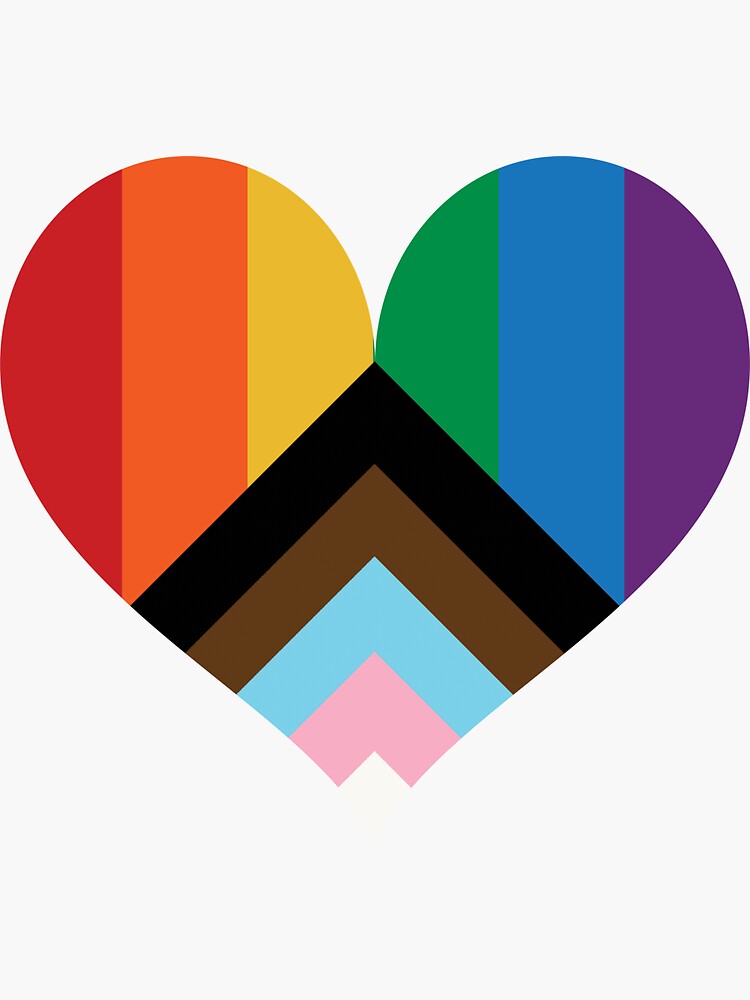 Gay Pride Flag Heart - Rebooted Progress Pride - Transgender - BIPOC  Sticker for Sale by UBUCO