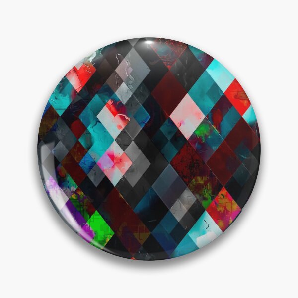 Item preview, geometric pixel square pattern abstract art in blue red pink designed and sold by Mrvell.