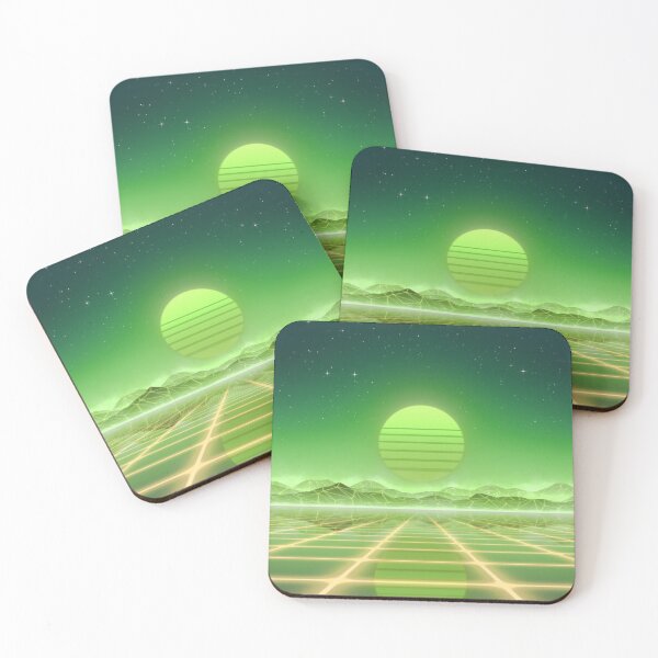 Item preview, 80s retro sun in synthwave landscape (Green) designed and sold by Gaia Dream Creation.