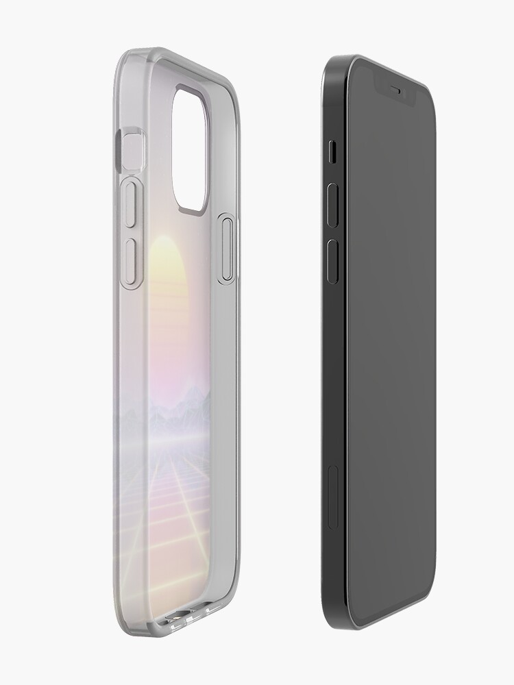 Alternate view of 80s retro sun in synthwave landscape (Blue/Purple/Yellow) iPhone Case