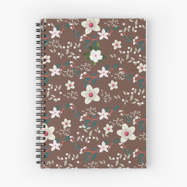 Item preview, Beautiful White and Brown Floral Pattern set in dark brown background - Cute Floral designed and sold by Vero De.