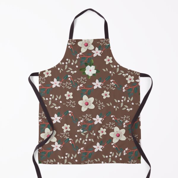 Item preview, Beautiful White and Brown Floral Pattern set in dark brown background - Cute Floral designed and sold by Vero De.