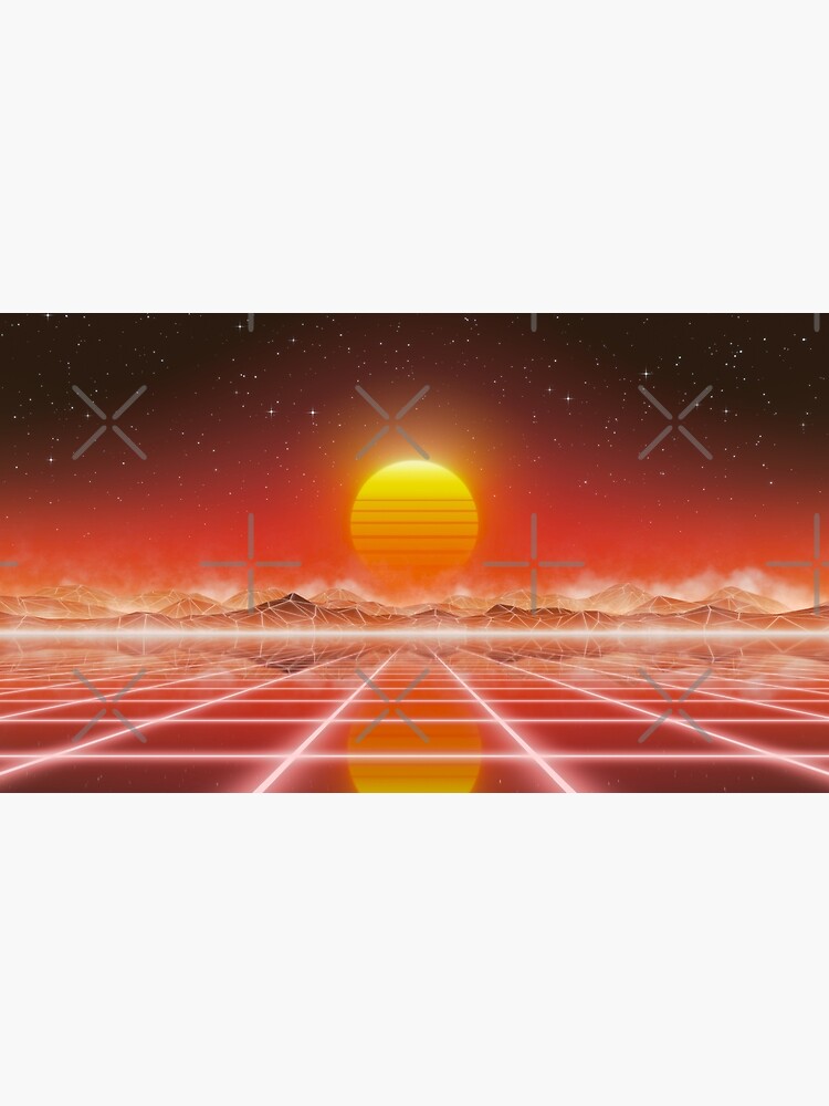 80s retro sun in synthwave landscape (Red) by GaiaDC