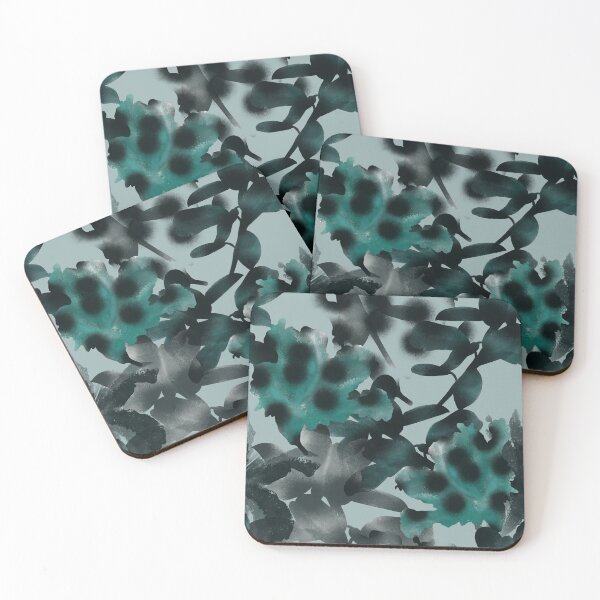 Item preview, Copy of Seamless abstract teal pattern in military style and tai-dye technique with large black peas stylized as a spray of paint. designed and sold by ANAKOTO.