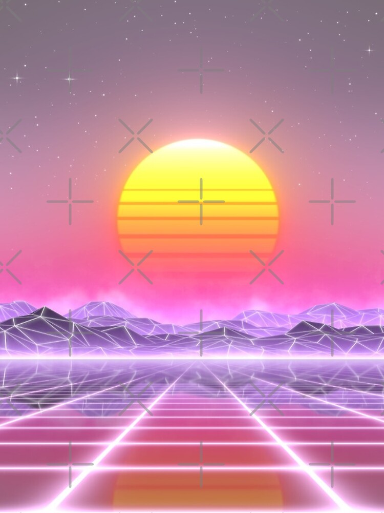 80s retro sun in synthwave landscape (Lilac/Purple/Pink) by GaiaDC