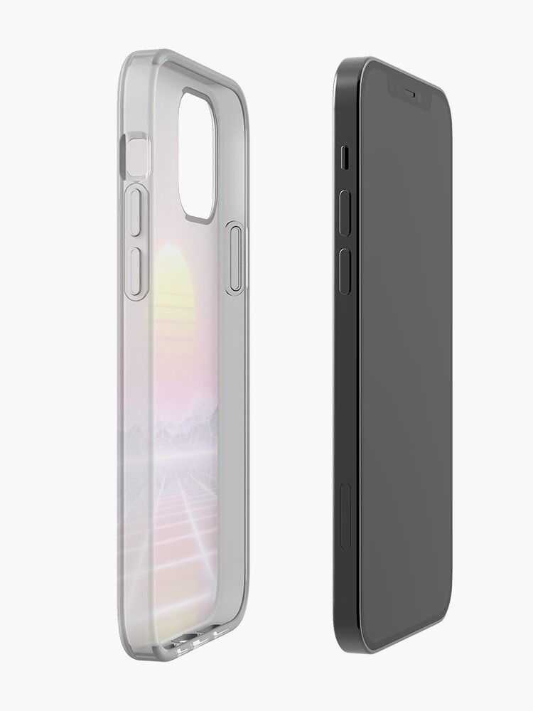 Alternate view of 80s retro sun in synthwave landscape (Lilac/Purple/Pink) iPhone Case