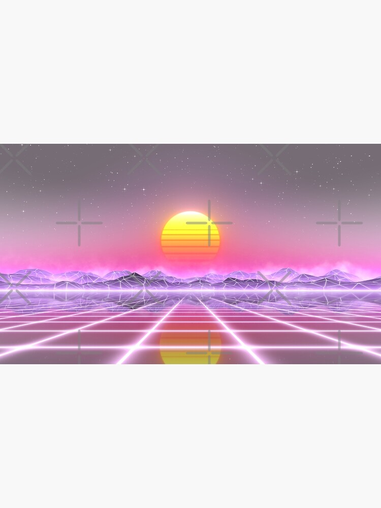 80s retro sun in synthwave landscape (Lilac/Purple/Pink) by GaiaDC